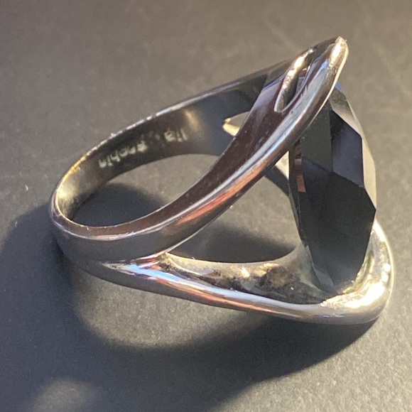 Swarovski silver toned black gem ring size 7 - Picture 9 of 13